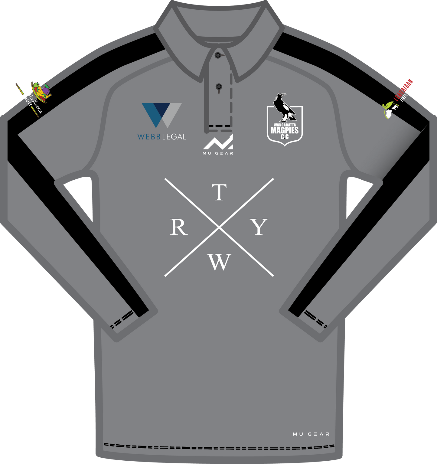 Wangaratta Magpies Cricket Club On Field Long Sleeve Polo